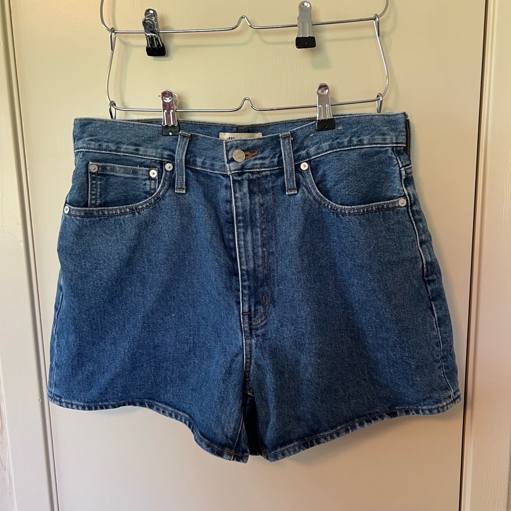 Madewell Blue High-Waisted Mom Jean Shorts